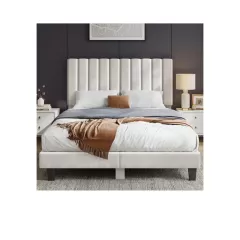 Lit Capitonné avec Tête de Lit +Sommier